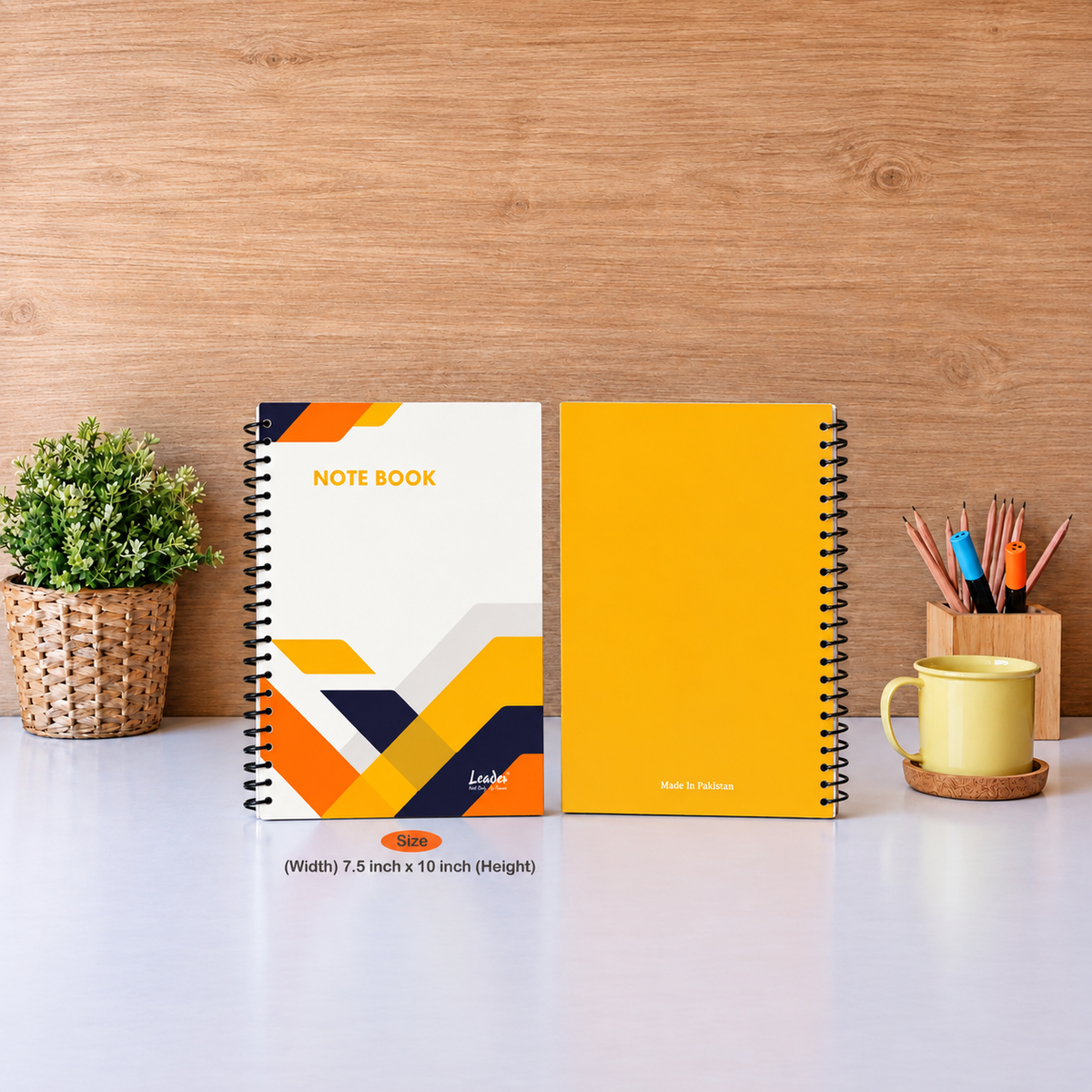 Golden Grid Spiral Notebook | Large (7.5 X 10) Inch