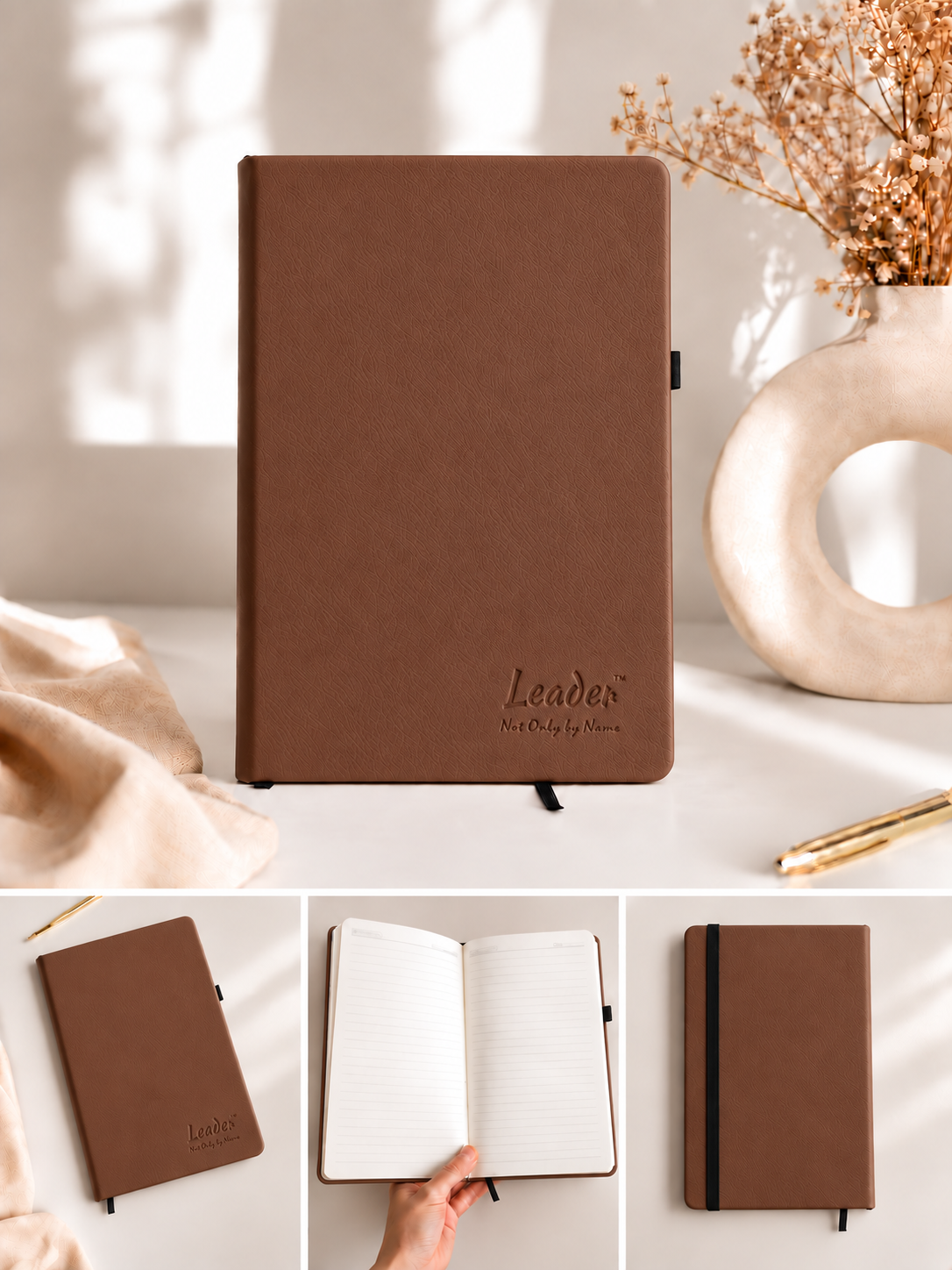 A5  - Premium Notebook Diary | Leather Cover |  180-pages | (8.25 x 5.5)inch