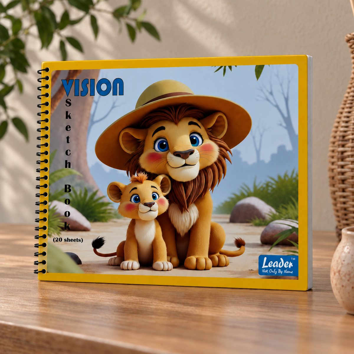 Leader VISION Kids Sketch Book – 150 GSM, 20 Sheets, 40 Pages | Fun Cartoon Designs