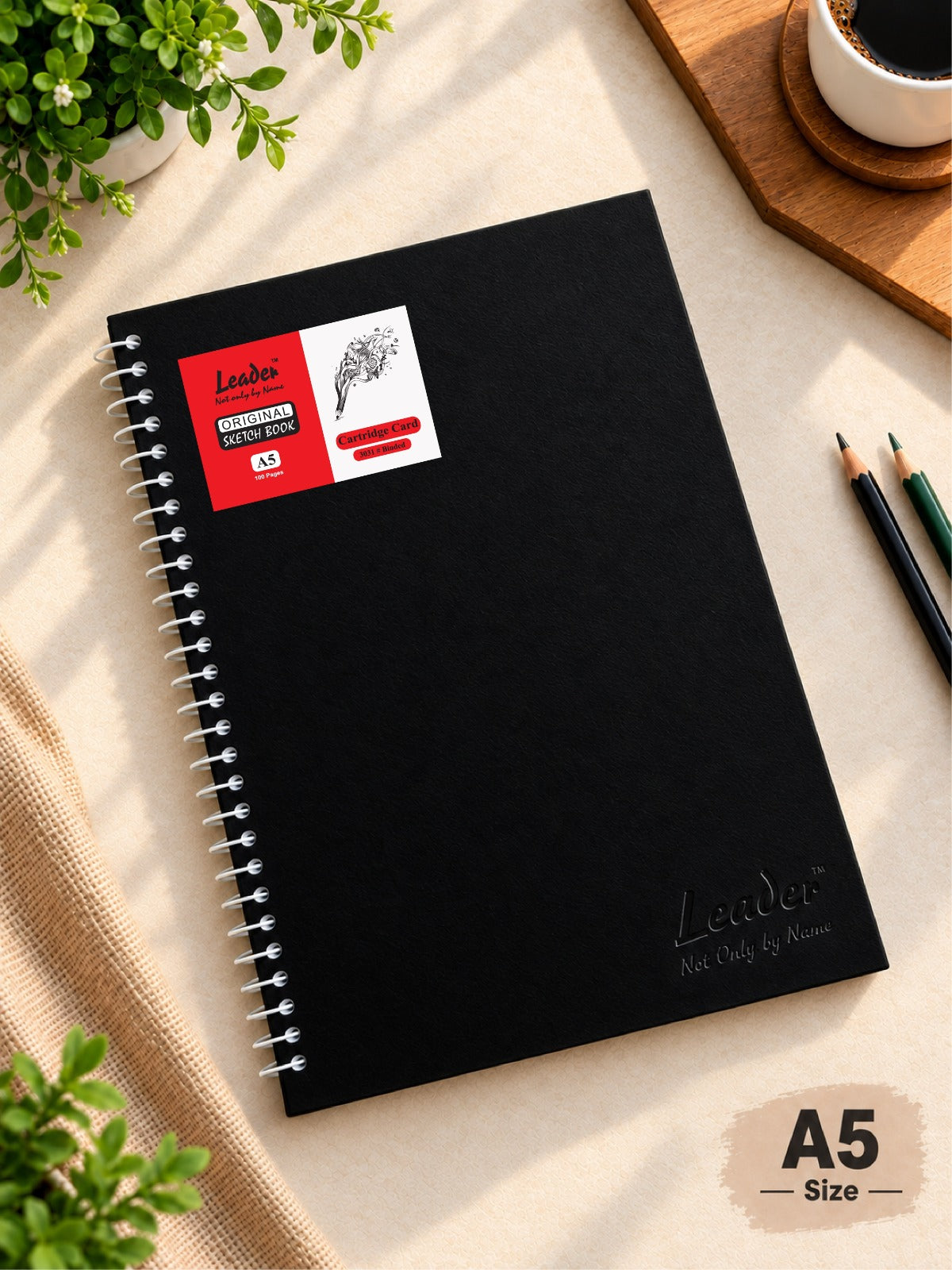Sketchbook Spiral Hardbound | Leather Cover | Cartridge Card
